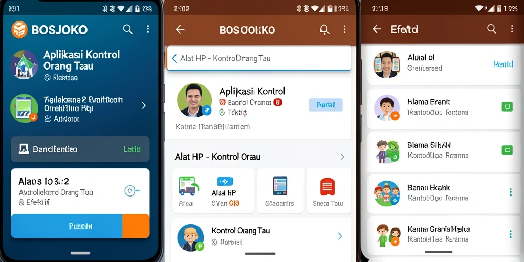 Antarmuka aplikasi BOSJOKO untuk kontrol orang tua yang intuitif.