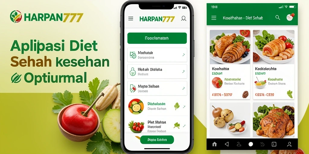 Tampilan antarmuka aplikasi HARAPAN777 yang ramah pengguna untuk Diet Sehat.