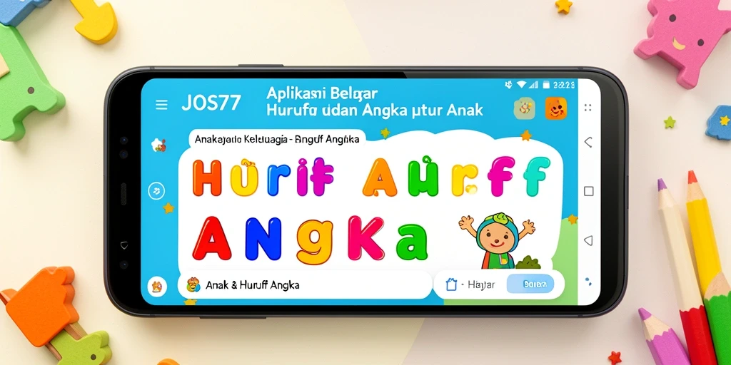 Antarmuka pengguna JOS77 dalam kegiatan belajar huruf dan angka.