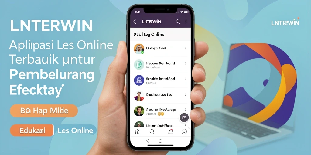 Tampilan antarmuka LNTERWIN yang menarik dan user-friendly untuk belajar Les Online.