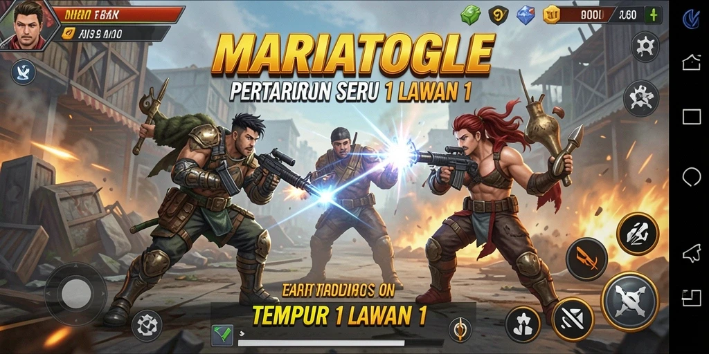 Antarmuka menarik dalam pertarungan 1 lawan 1 di MARIATOGEL.