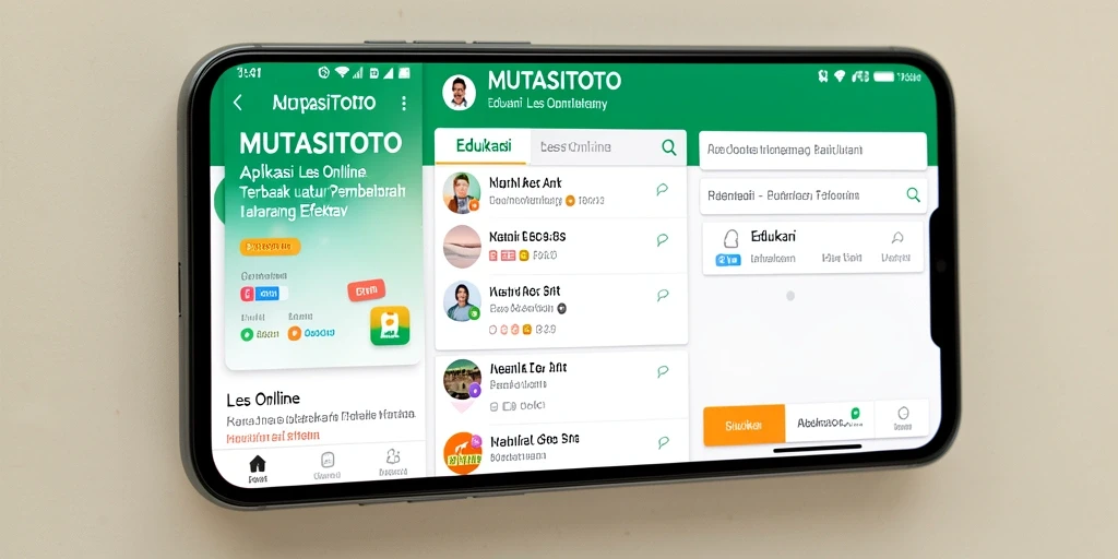 Tampilan antarmuka aplikasi Les Online MUTASITOTO yang menarik dan interaktif.