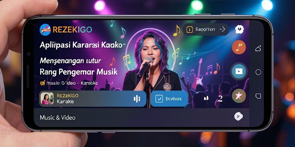 Antarmuka aplikasi REZEKIGO yang memudahkan pengguna bernyanyi karaoke.
