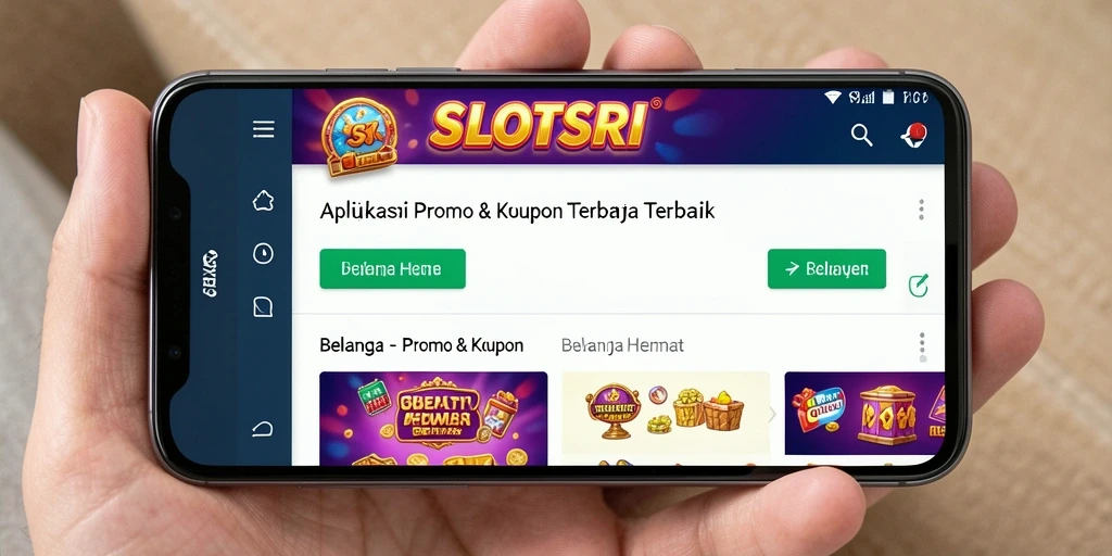 Tampilan antarmuka aplikasi SLOTSRI dengan fitur promo & kupon.